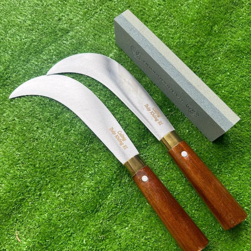 Dụng cụ làm vườn - Combo 2 dao rửa dừa dài 3 tất được làm từ thép 420J2 cao cấp không rỉ | Tặng kèm đá mài | 2