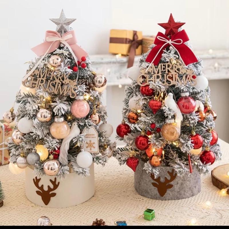 Cây thông để bàn phủ tuyết 35cm 60cm full phụ kiện loại đẹp - trang trí Noel