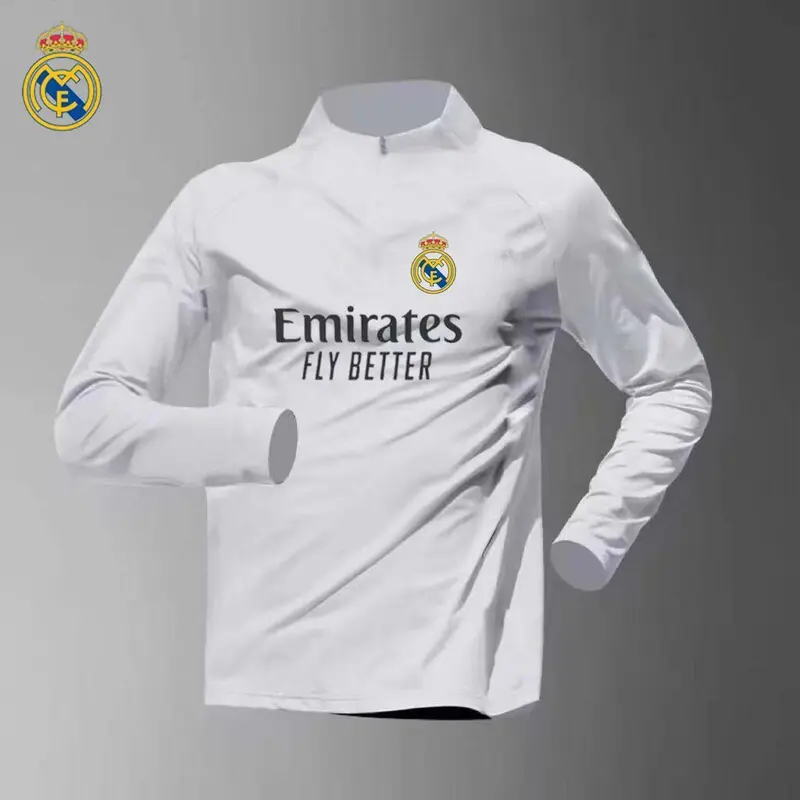 Trang Phục Tập Luyện Real Madrid, Dành Cho Nam, Lưới Và Thoáng Khí, Đồng Phục Bóng Đá, Áo Thể Thao Có Khóa Kéo, Nhanh Khô, Dài Tay, Madrid Cùng, Ngày Phát Hành: 2023 / 24 Top Sport 5