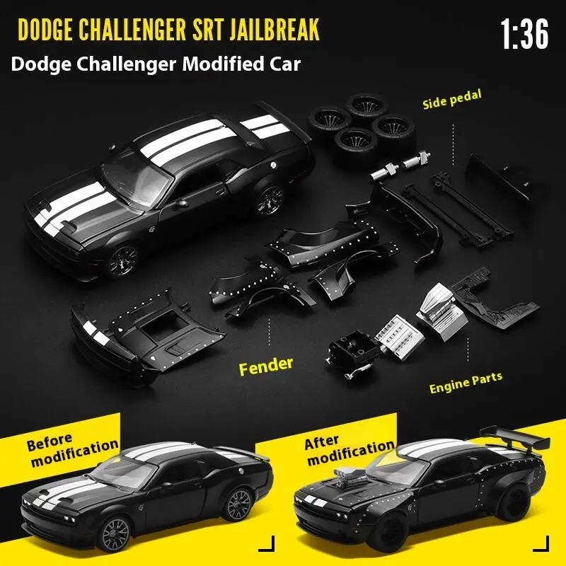 Xe Mô Hình, 1 36 Dodge Challenger SRT JAILBREAK Phiên Bản Sửa Đổi Lắp Ráp, Kim Loại Hợp Kim Đúc Khuôn, Thích Hợp Để Thu Thập, Quà Tặng Cửa Hàng Sở Thích, Thích Hợp Cho Bé Trai Toy Đồ Chơi