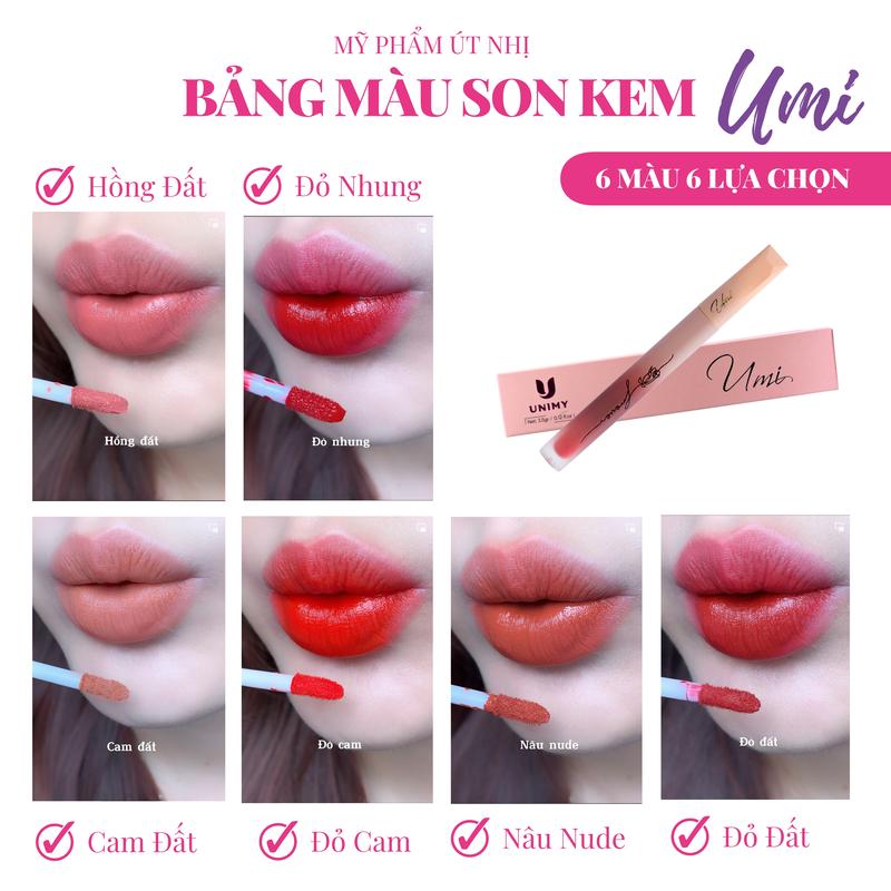 Son Kem Lì Umi, Siêu Mịn, Không khô môi, An toàn cho mẹ bầu khi dùng Trang Điểm Cosmetic Mỹ Phẩm