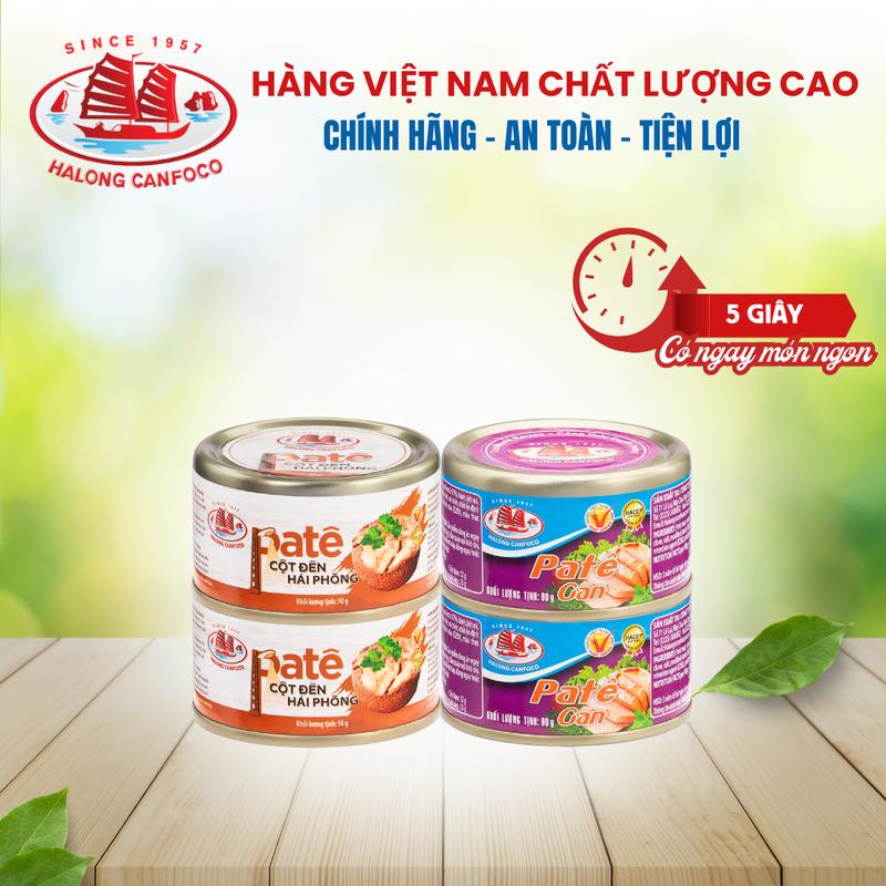 COMBO 2 Pate Cột Đèn 90G và 2 Pate Gan Tím 90G - Đồ Hộp Hạ Long Food