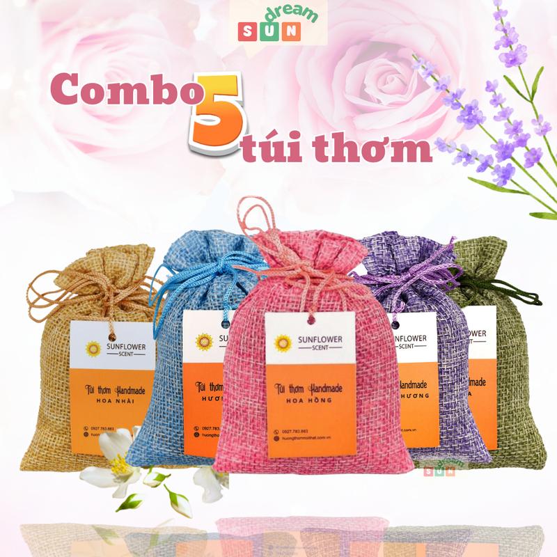  Combo 5 Túi Thơm Sunflower Treo Xe Để Tủ Quần Áo Treo Nhà Vệ Sinh 