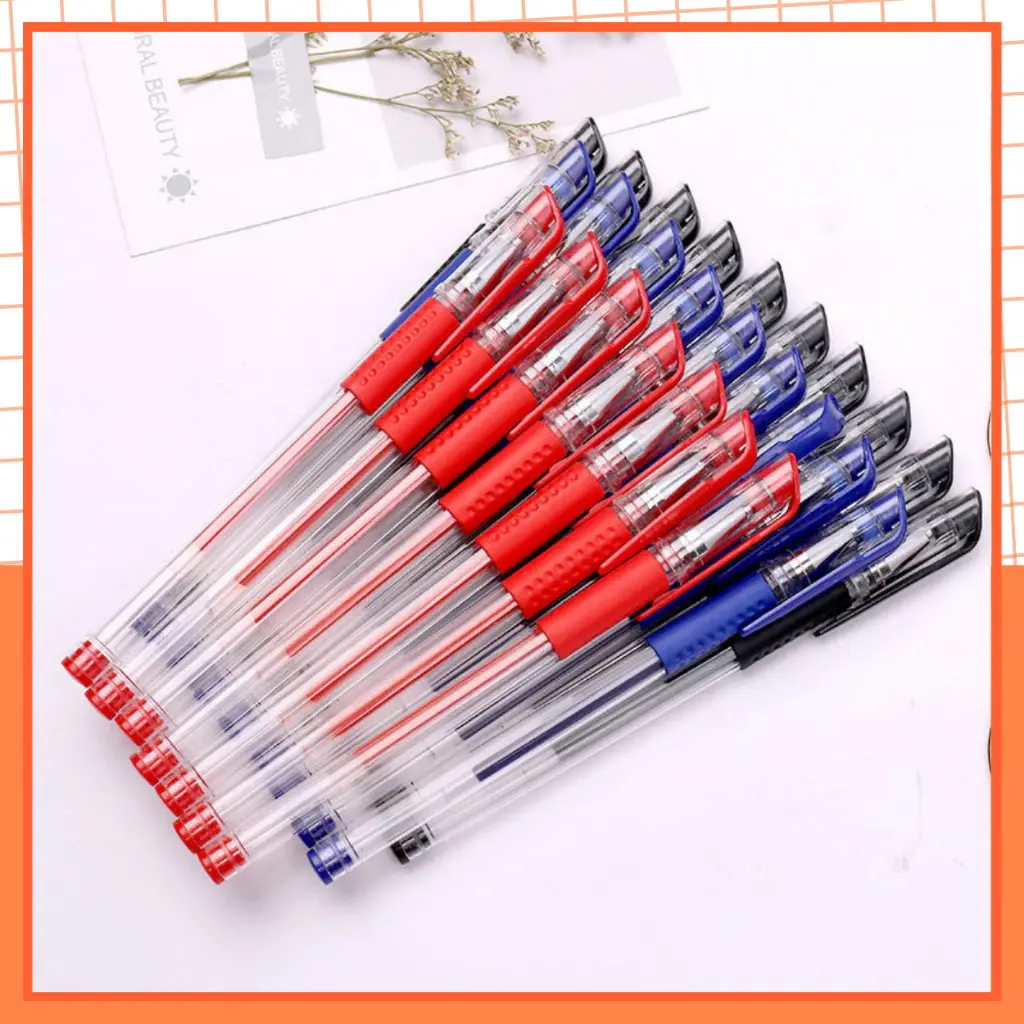 [Big sale] Bút Gel ink pen set 50 Basic LUCK, Bút Bi Nước Mực Gel Đen Xanh Đỏ Khô Nhanh Ngòi 0.5mm, Văn Phòng Phẩm back school Đồ Dùng Học Tập Giá Rẻ bút không ngòi bút siêu bút  carbon bút  nhân bút gel nắp cài bút adrenaline bút nước