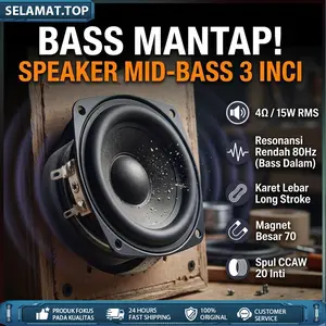 Speaker Woofer 3 Inch 4 Ohm 15W 20W Mid Bass Magnet Besar 70MM Pinggiran Karet Tebal Suara Mantap Nendang Jernih Cocok untuk DIY Bluetooth Box & Modifikasi Audio Mobil
