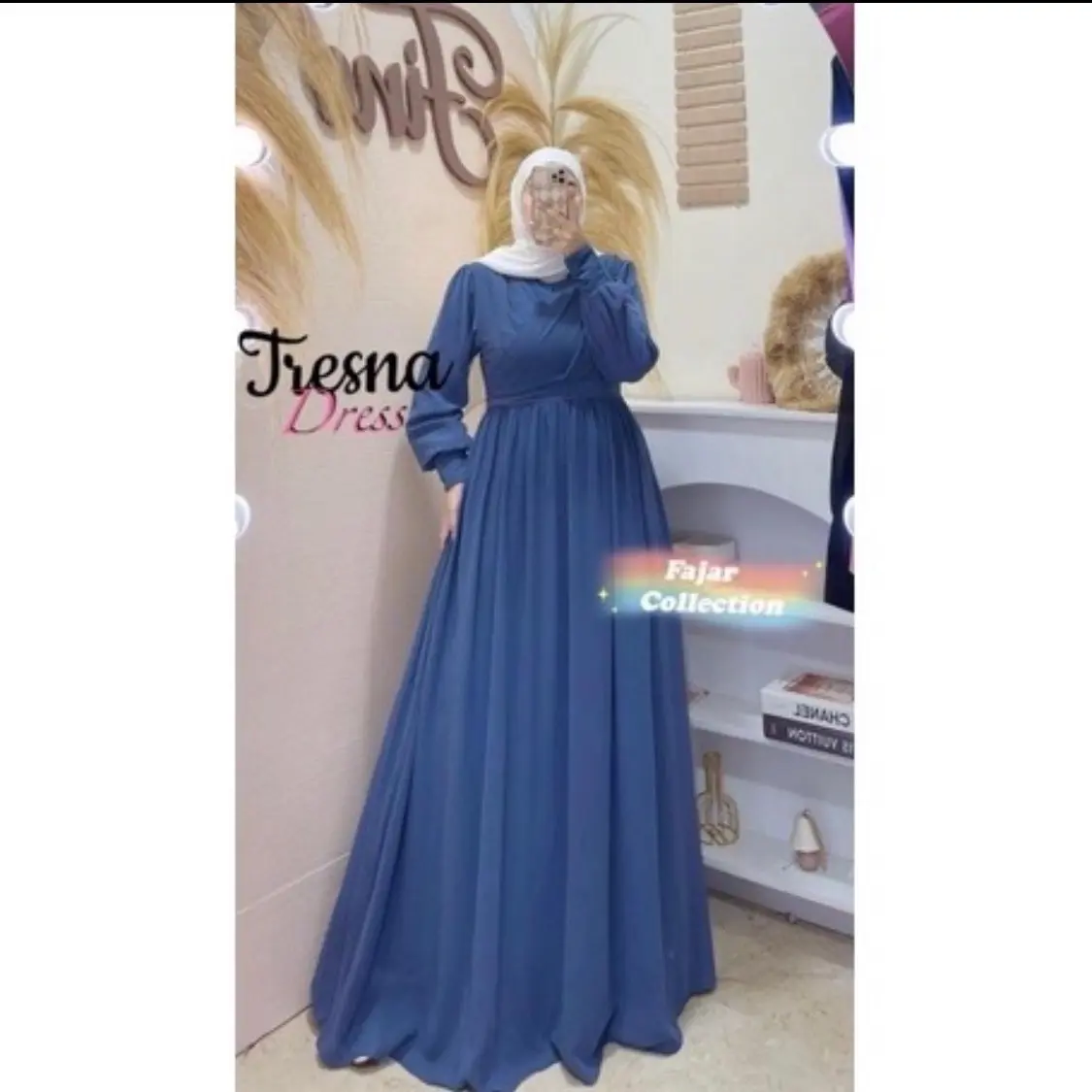 Tresna Dress, Gamis Ceruty Babydoll Premium, Full Furing, Busui/Freindy