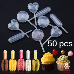 KS 50Pcs Pipet Vla Puding Kue Plastik Tetes Infuser Carian Liquid 4Ml Cupcake Selai Untuk Aneka Jenis Kue
