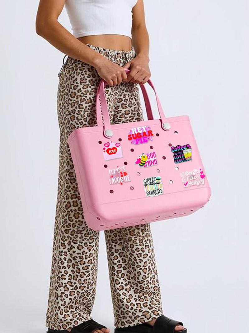 Product Introduction of Cute Letter Pattern Bag Charm, Fashionable Bag Decoration for Beach Bag, Bag Decoration for Women & Girls, Bag Accessories for Beach Bag 2