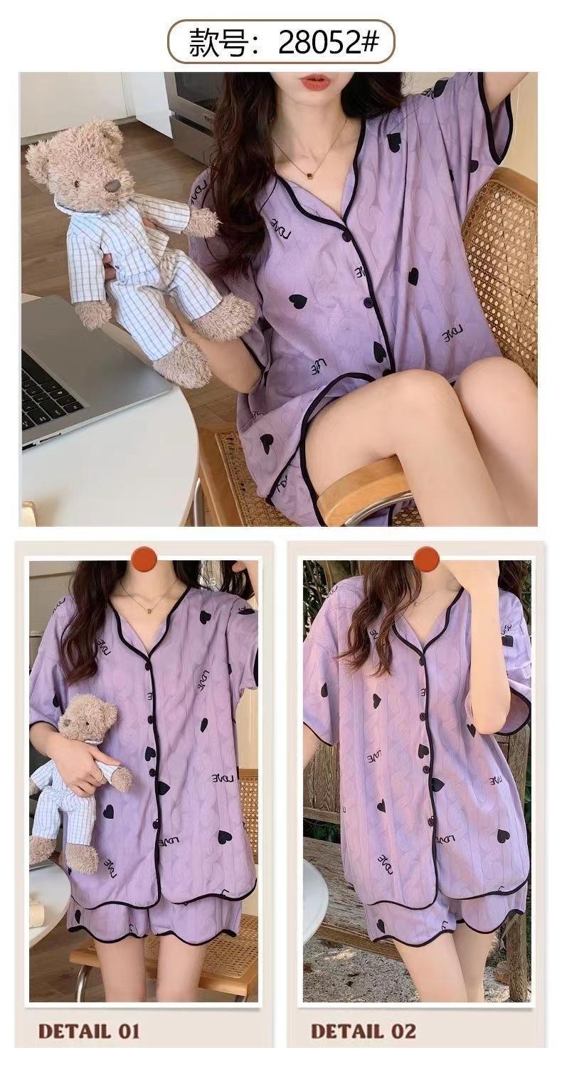 Product Introduction of 2024 New Pajamas Women's Summer Sweet Cute Student Cardigan Homewear Ladies Two-Piece Set 7