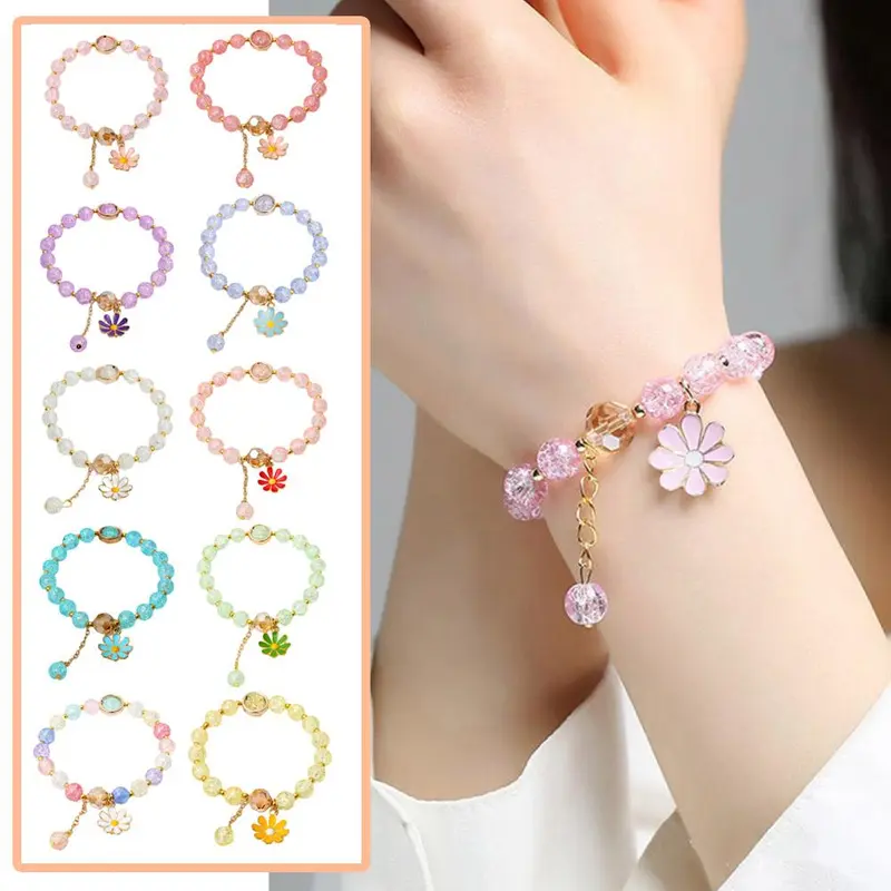 Vòng Tay Đính Cườm Thiết Kế Hoa Cúc Nhỏ Thời Trang Nữ, Đơn Giản Và Ngọt Ngào, Vòng Tay Hoa Nhỏ Thích Hợp Cho Vòng Tay Tốt Nhất 0