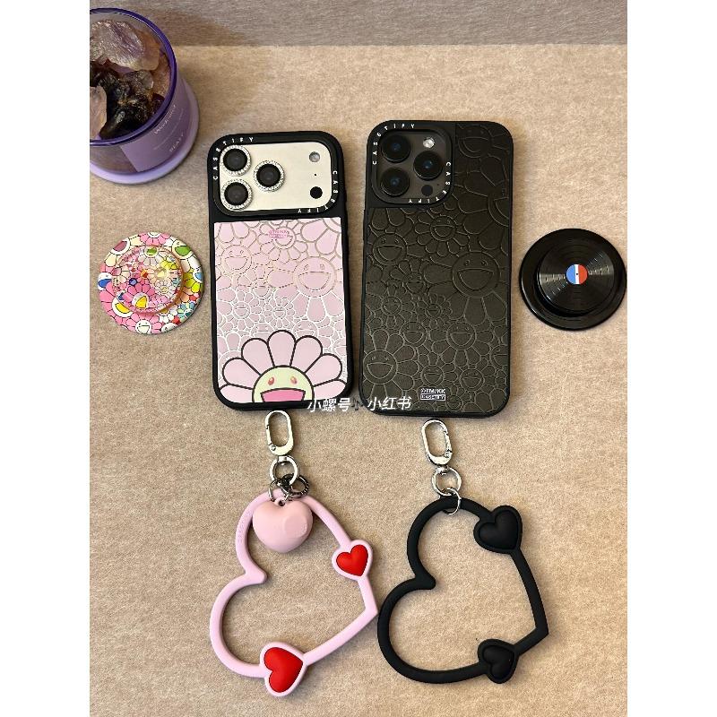 เคสโทรศัพท์มือถือ CASETiFY Murakami Takashi, ดีไซน์ดอกทานตะวันสีชมพูและสีดำ เข้ากันได้กับ Apple iPho