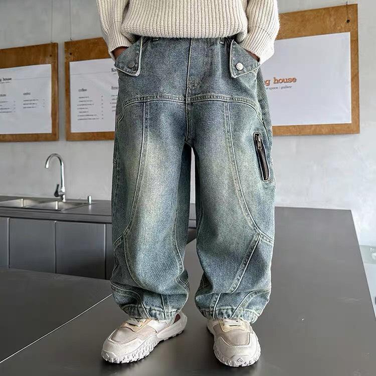  Quần Jean Suông Ống Rộng Cho Bé Trai - Chất Liệu Vải Jeans Mềm Thoải Mái Từ 16-45Kg 