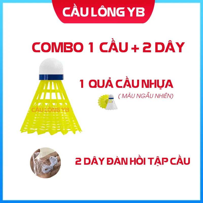 Set 1 cầu kèm 2 dây thun đàn hồi luyện cầu lông ngoài trời - Cầu lông loại 1 - Dây thun dài 4m - Luyện tập cầu lông
