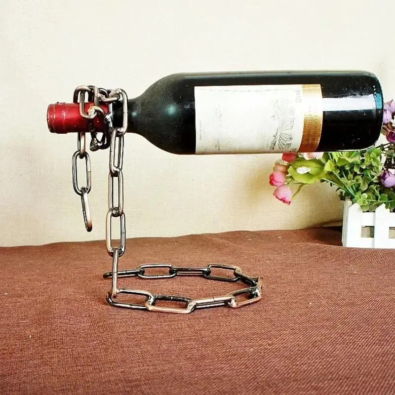 Creative Bottles Kitchen Utensils Rope Wine Rack Metal Magic Chain