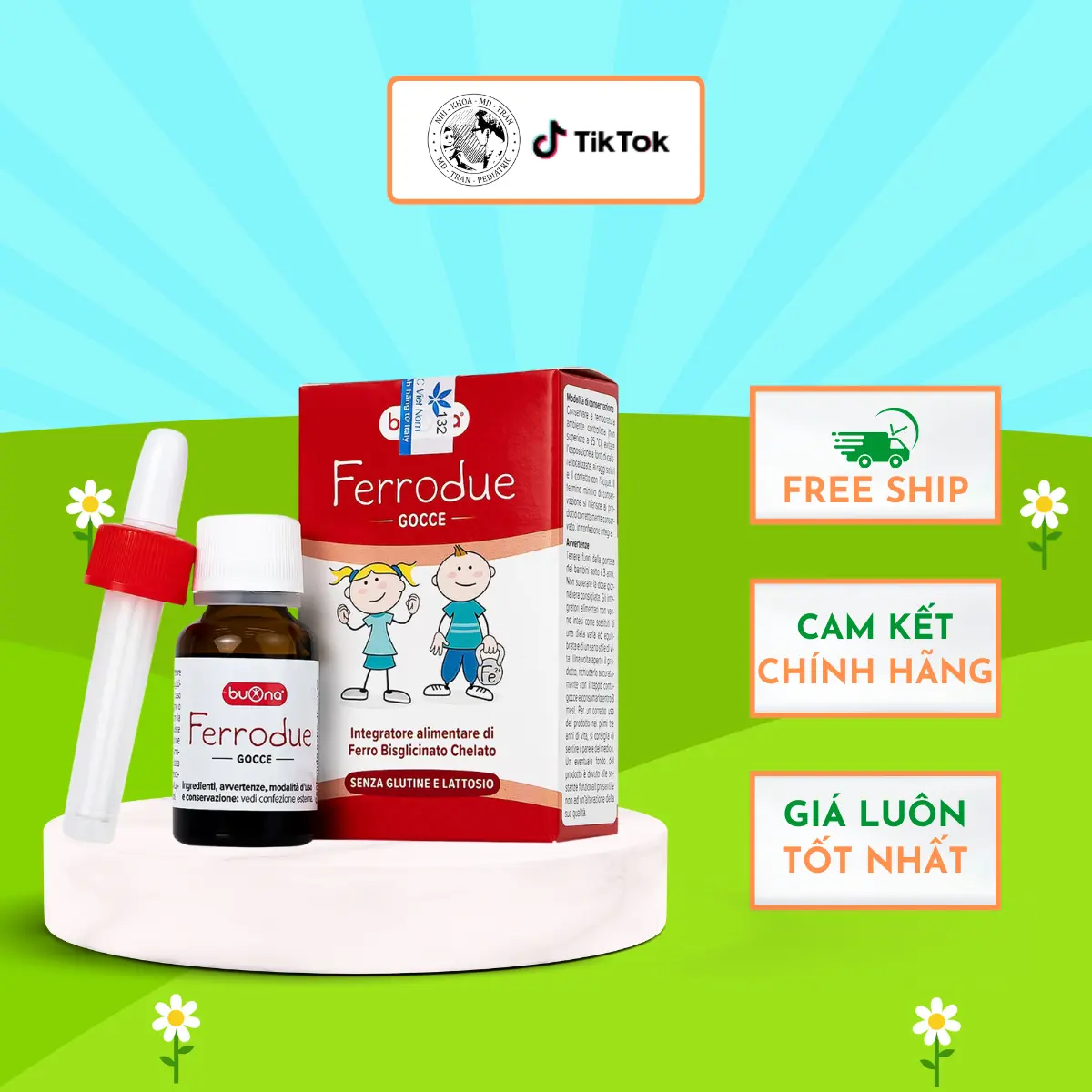 SIRÔ BUONA FERRODUE BỔ SUNG S.Ắ.T HỮU CƠ DẠNG NHỎ GIỌT HỖ TRỢ GIẢM THIẾU MÁU GIÚP BÉ HẤP THỤ S.Ắ.T 15ML CỦA Ý
