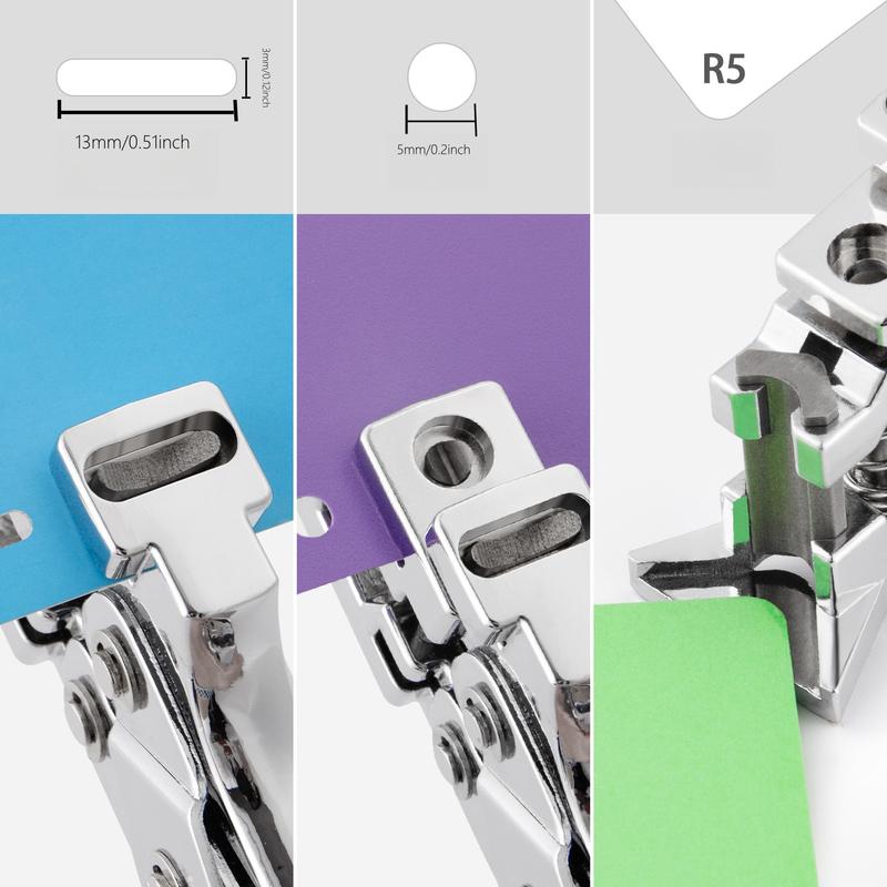 Product Introduction of 3-in-1 Metal Manual Punching Pliers-Elliptical Hole, Circular Hole & Round Corner Punching Machine for PVC Cards, ID Badges and Paper Card-Durable PVC Slot Puncher 1