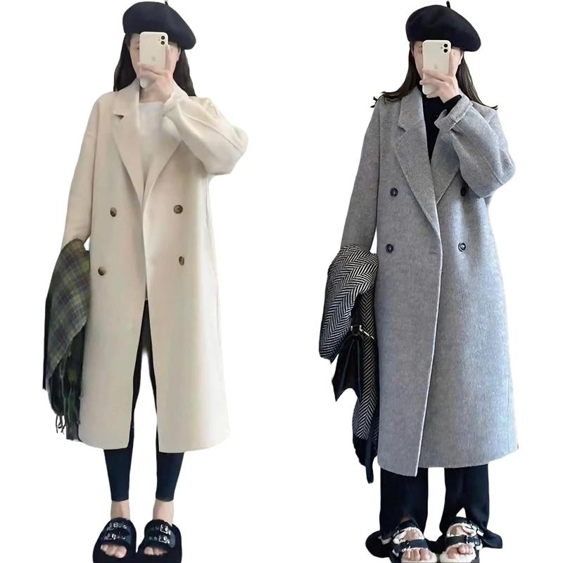 Áo khoác nữ EMME măng tô lông cừu ngắn thiết kế dáng dài 4 cúc cách điệu AKL74 VD - Thanh Tự