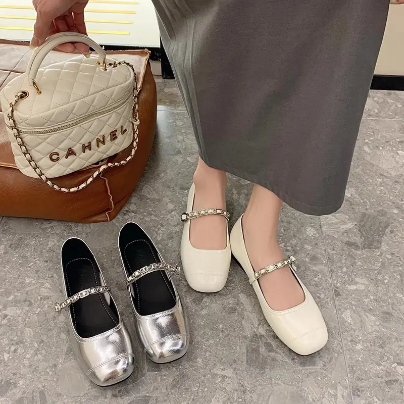 Giày búp bê da mềm quai ngang xích đẹp hottrend Shoes Nữ