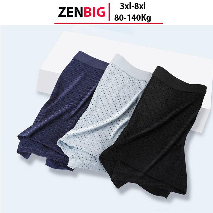 Quần lót nam dạng boxer hàng big size thời trang bigsize cho người từ 80-130kg người mập người béo Zenbig Quần Boxer Sịp Cotton Menswear Đen