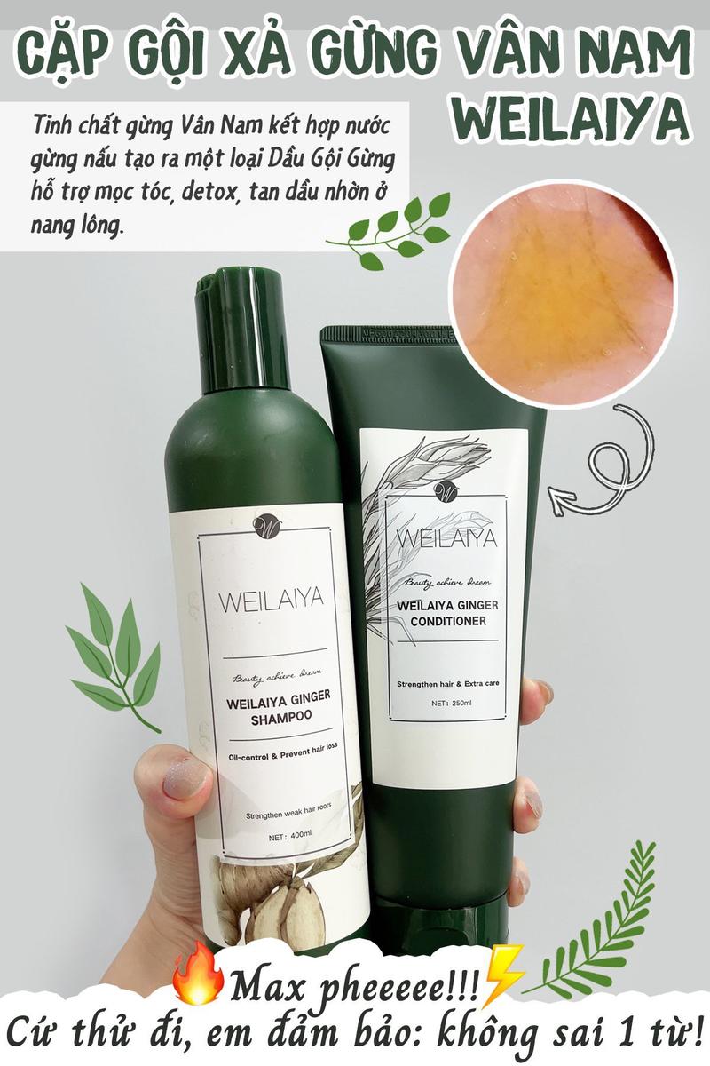 Product Introduction of Bộ dầu gội xả gừng Weilaiya, giảm rụng hỗ trợ mọc tóc. Gội 450ml+xả 250ml [Tặng KHĂN TẮM] 2