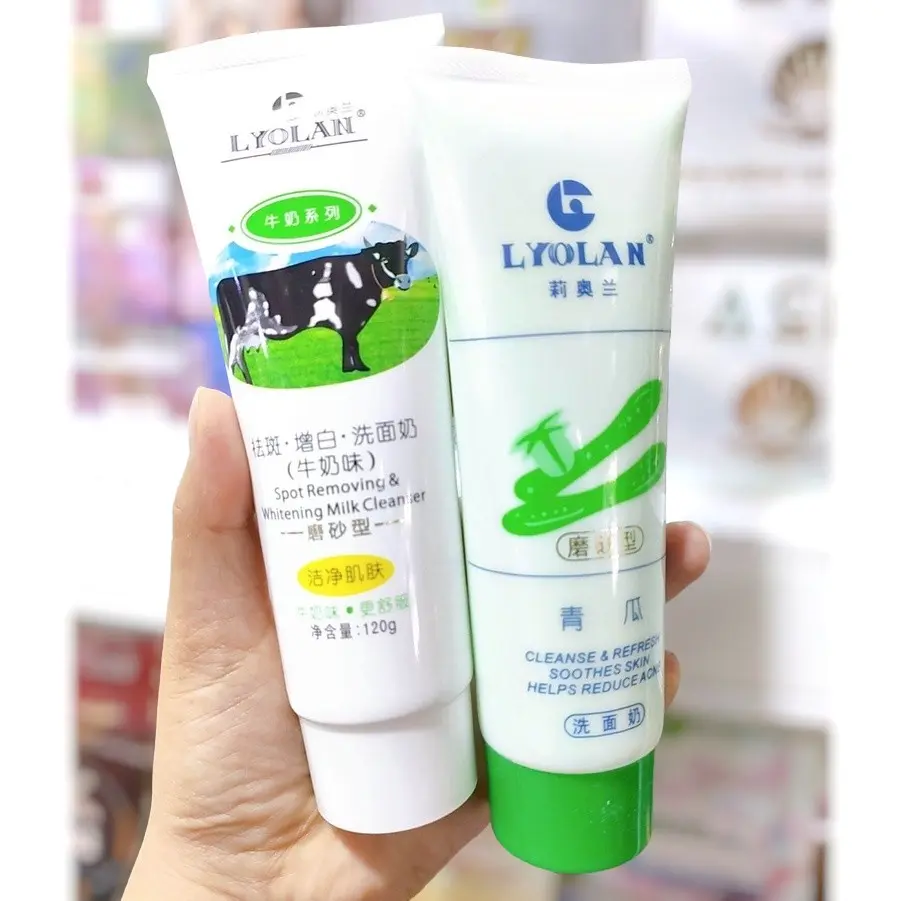 Sữa rửa mặt Lyolan sữa bò và dưa leo 120g - Tẩy tế bào chết, làm sạch mụn, làm trắng da từ sữa bò - Skincare