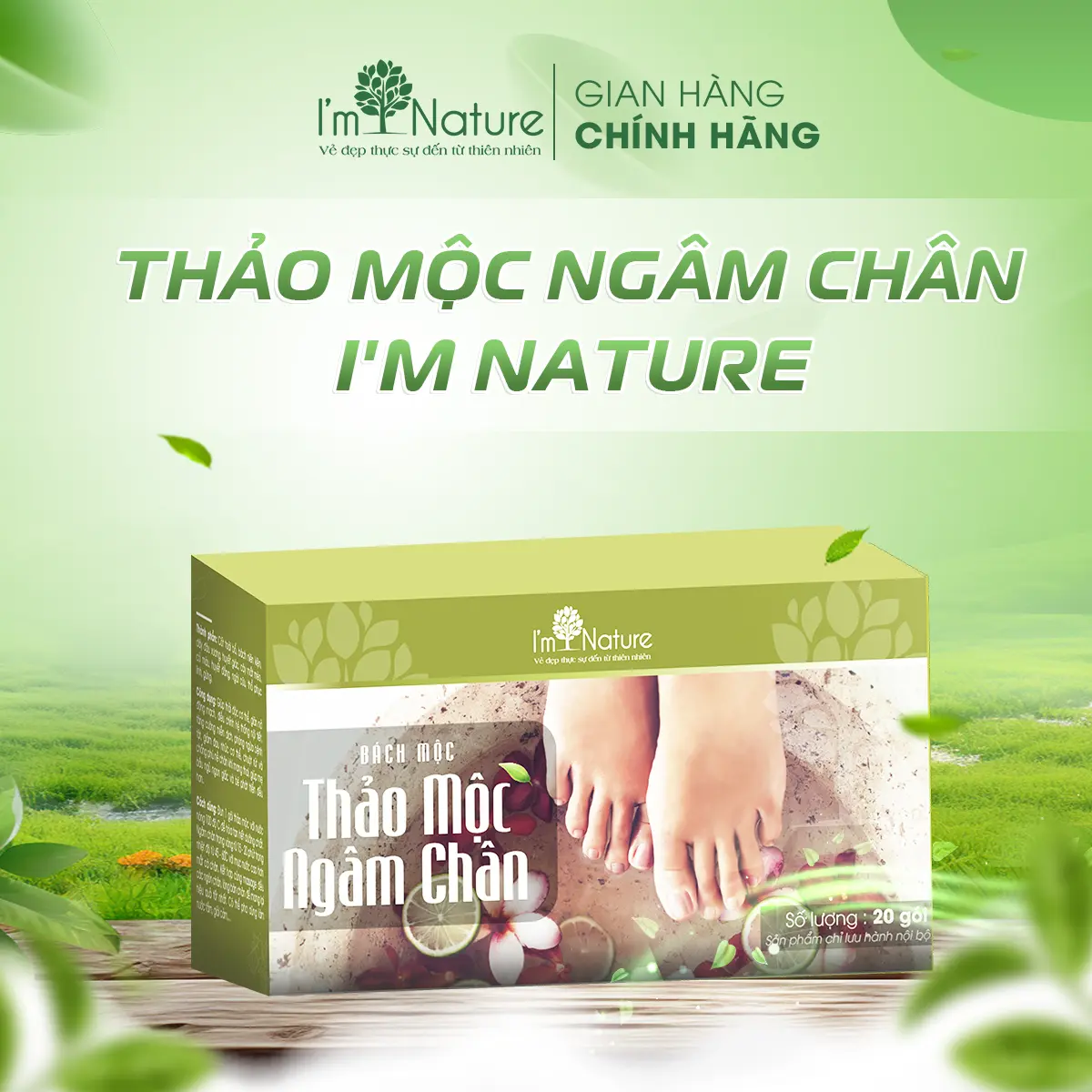 Thảo mộc ngâm chân Bách Mộc - Hỗ trợ thải độc cơ thể - Giúp giữ ấm bàn chân - 1 hộp 20 gói