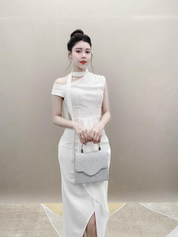 Váy Thiết Kế VQLADY D-A2 Nữ  Đầm thiết kế dáng ôm phối vạt lua phù hợp đi chơi và đi dự tiệc Dress Màu Trắng , Đen , Đỏ Voi Voi 7
