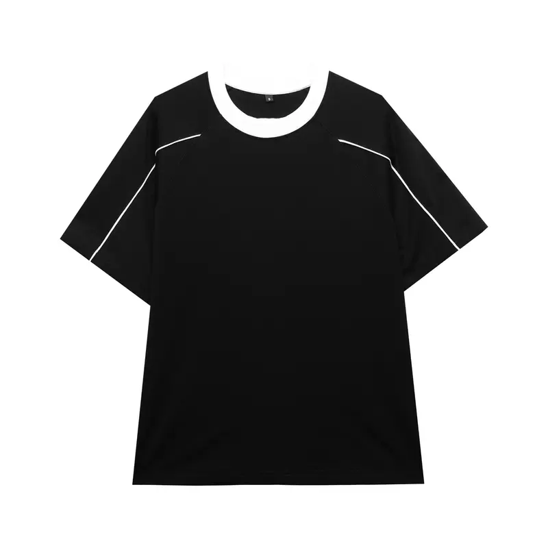 Áo thun unisex phối viền 5 màu chất vải cotton 2 chiều dày dặn ATPD82 Menswear Nam Top Cổ Tròn Voi Màu Đen Màu Nâu 0