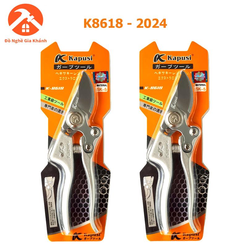 Combo 2 kéo cắt cành K8618 có đá mài kéo Kapusi chính hãng