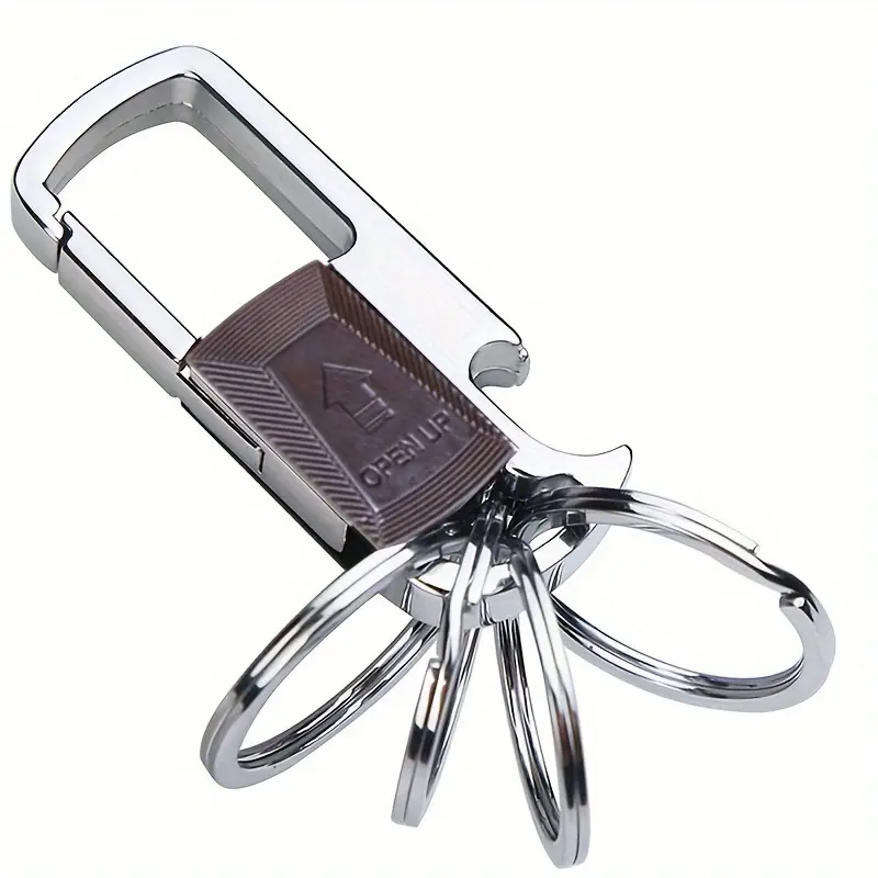 Men's push-pull multi-functional metal waist hanging buckle, switch car key buckle, equipped with 4 detachable key rings, multi-ring pendant anti-lost with bottle opener, suitable for men and women, holiday gift, perfect gift ideal choice 5