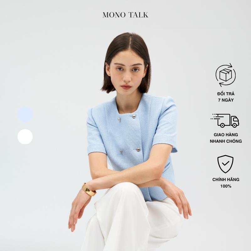 Áo Khoác Tweed MONO TALK cộc tay dáng lửng cổ tròn lót lụa__MOF23W-T50001TK