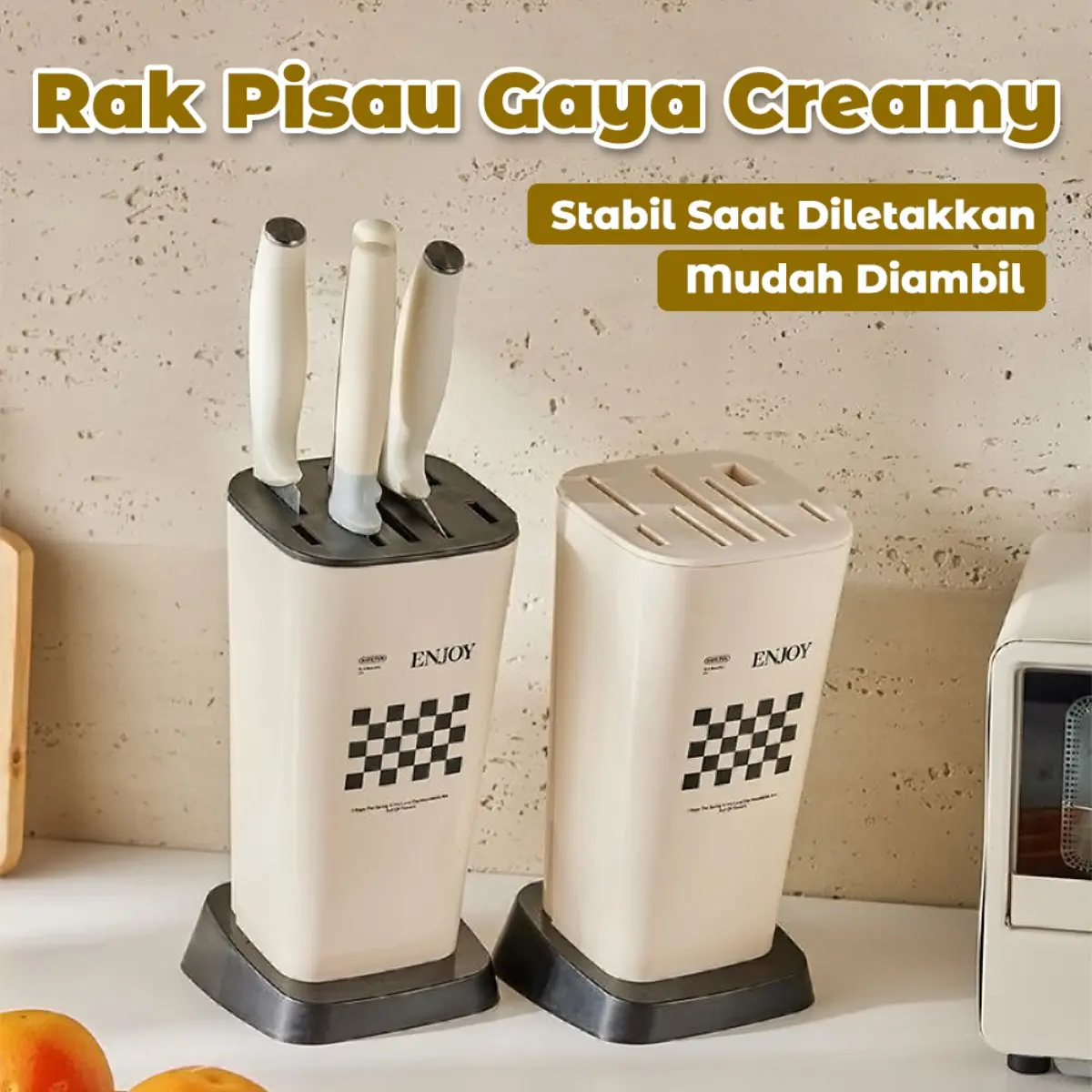 Rak Peralatan dapur Kreatif 15x27x13cm, Rak Pisau & Garpu Hitam/Krem, Solusi Hemat-Ruang 15x27x13cm, Kesehatan Makan Efisien