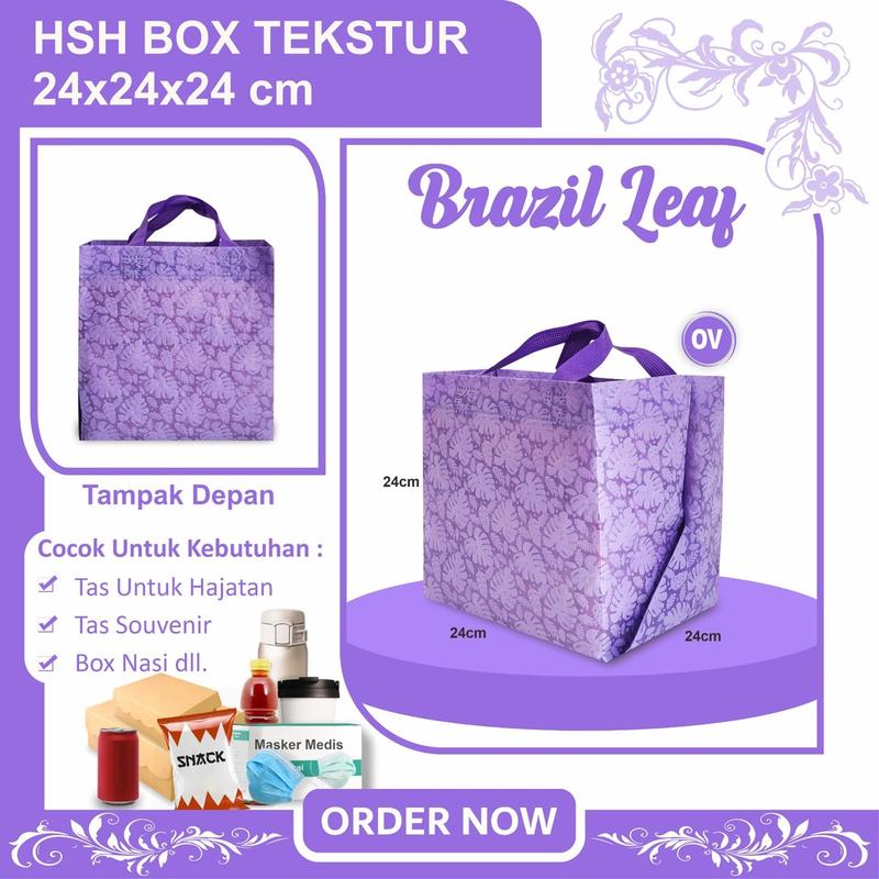(ISI 6 PCS) Tas Goodie Bag Spundbond Tas Aqiqah Nasi Box Tas Berkat Hajatan Kotak Nasi 22x22 Tekstur 24x24x24 2
