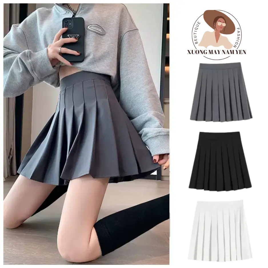 Chân váy tennis xếp ly có lót trong siêu xinh, Chân váy ngắn xòe chất tuyết mưa mềm mịn