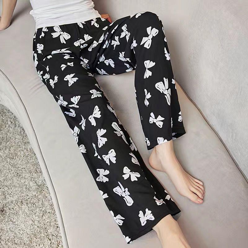 Product Introduction of Pajama Pants Women's Long Printed Thin Beach Pants Outer Wear plus Size Home Trousers 12