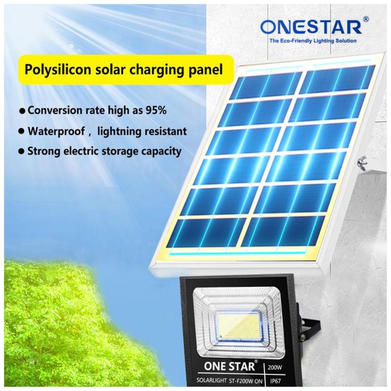 [ONE STAR] RECHARGABLE SOLAR FLOOD LIGHT 25W-300W - TikTok Shop Philippines