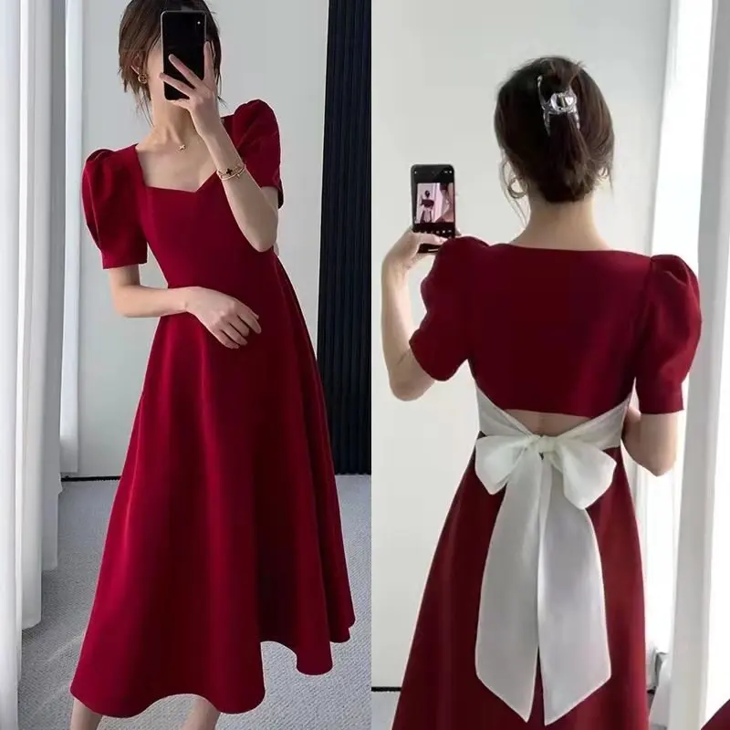 Váy Cưới Cho Nữ, Váy Công Sở Dài, Đỏ, Đen, Để Đi Làm