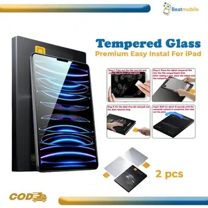 Easy Install Tempered Glass Screen Protector Compatible For iPad Gen10/11th A16 Pro 11" 18/22 Air 6/7/4/5 Gen 7/8/9 10.2" Kaca Pelindung Anti Gores