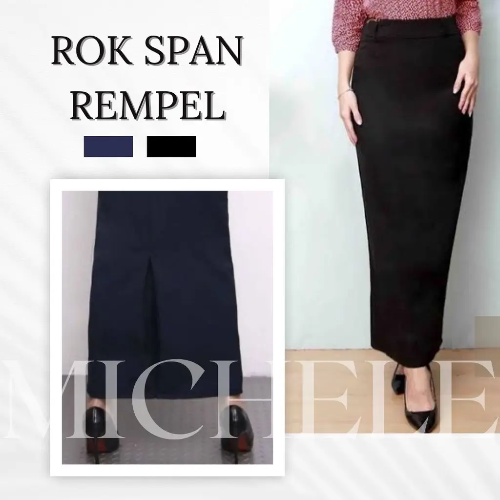 Rok Karet Samping Kain Panjang Span Rempel Hitam Formal Kerja Magang Kantor Sidang Ospek Interview bisa COD Wanita Seragam