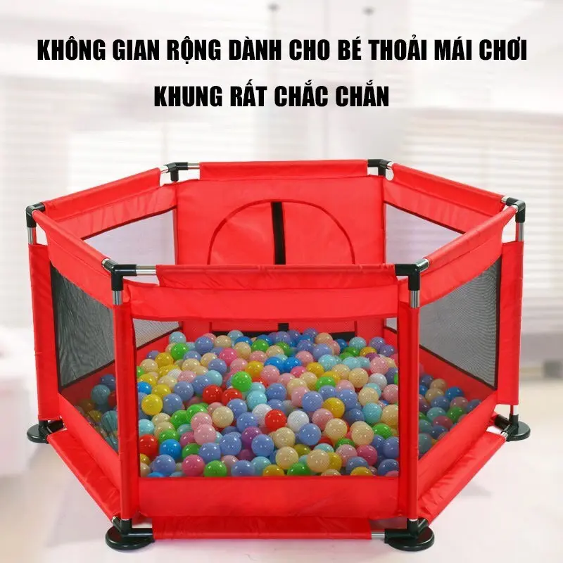 Quây bóng ,nhà bóng lục giác khung inox chắc chắn cho bé kích thước 1m ( không kèm bóng )