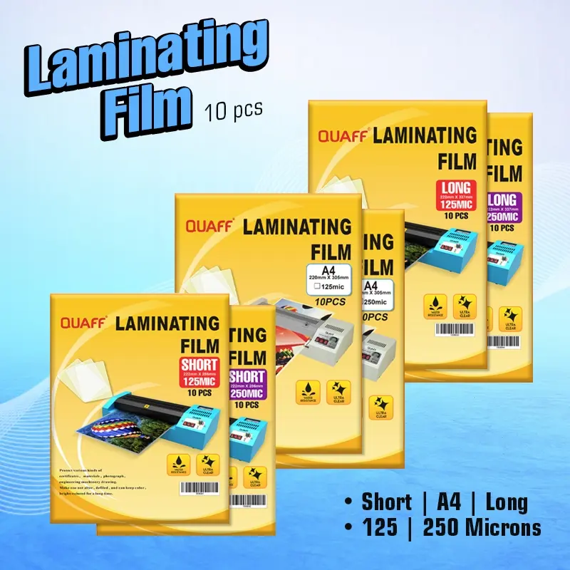 QUAFF Laminating Film A4 Size 125 Microns / 250 Microns (10pcs/pack）