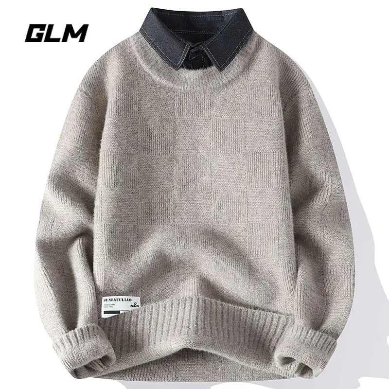 Áo Lớp Nền Mùa Thu Và Mùa Đông, Nhóm Senma GLM, Cổ Áo, Áo Áo Chui Đầu Hai Mảnh, Áo Len Ấm Áp, Áo Khoác Len Hàng Đầu Nam