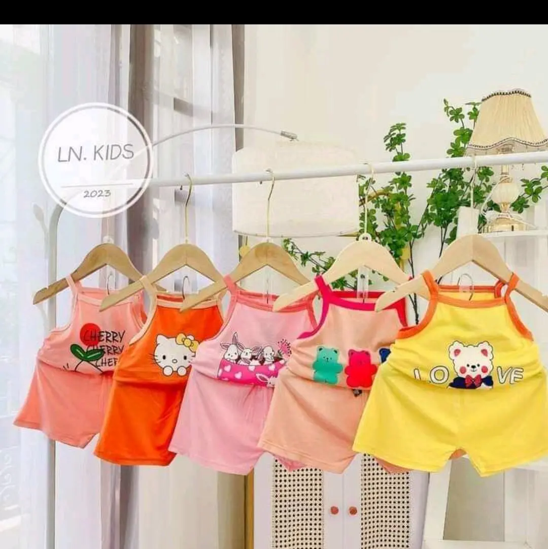 Com bo 5 bộ quần áo cánh tiên / Bộ 2 dây / Com bo Áo cotton chất đẹp hàng shop  cho bé gái size 7-22kg
