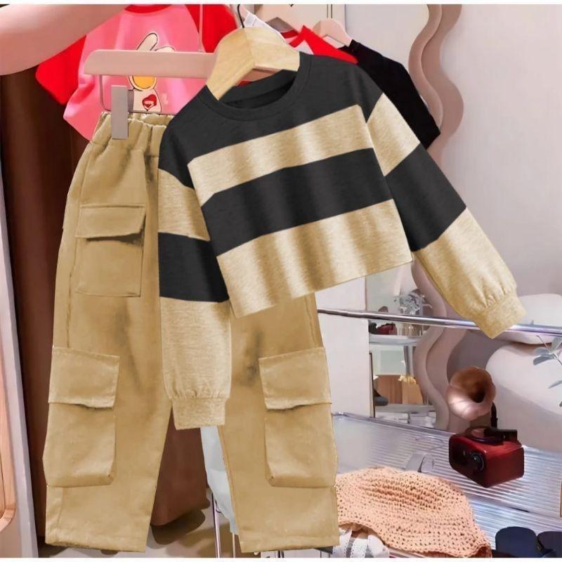 Setelan anak perempuan cargo stripe junior terbaru 3