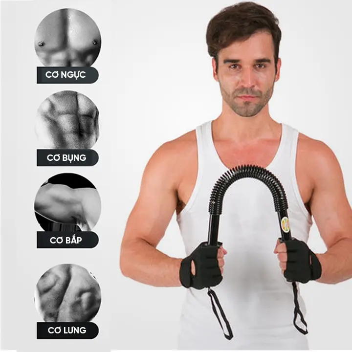 Gậy bẻ tập cơ tay ngực vai thanh lò xo Vàng- Đen cao cấp lực bẻ 20kg -100kg(tặng kèm túi đựng) đàn hồi tốt phù hợp luyện tập thể thao tại nhà 6