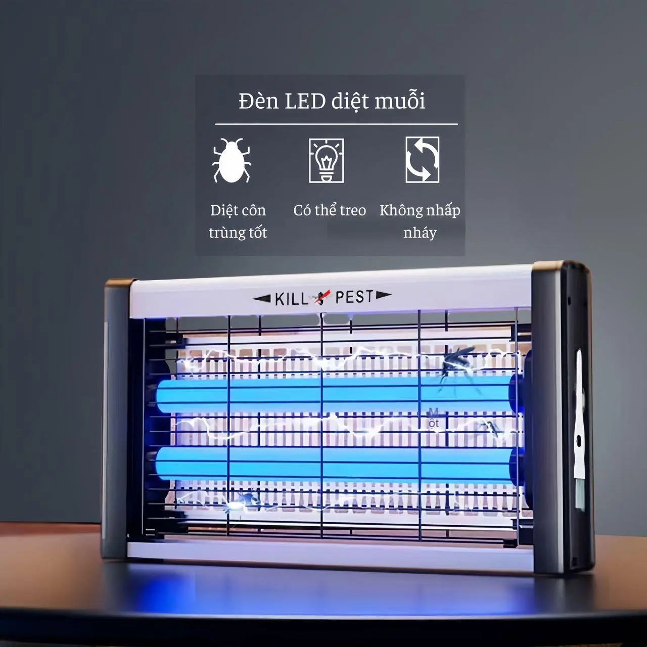 Đèn LED bắt muỗi nhẹ sáng tím, tích điện lợi ích, thiết kế hiện đại, an toàn, không gây tiếng ồn, hiệu quả cao, tiết kiệm năng lượng, phù hợp cho phòng ngủ, phòng khách, sân vườn - Diện tích hoạt động lớn Đèn Bắt Muỗi Máy Đuổi Muỗi Máy Bắt Muỗi Đèn Bắt Mu