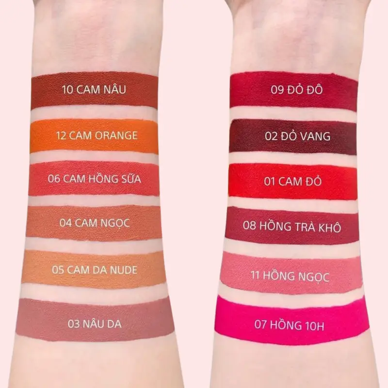 son kem siêu lì Angelux -Chống thấm , chống trôi suốt 24H- (07- hồng 10H ) Cosmetic son Môi Trang Điểm Mỹ Phẩm Nữ Women son sieu li son  khô 3
