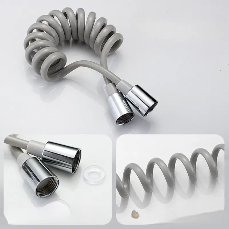Dây sen, dây xịt ruột gà xoắn lò xo nhựa PU kéo dãn 1.5m dùng cho hệ thống vòi sen, vòi xịt vệ sinh 4