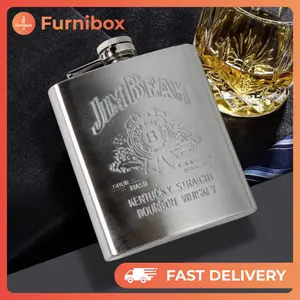 Hip Flask Botol Minum Wine Whiskey 7 Oz Stainless Steel Tahan Benturan