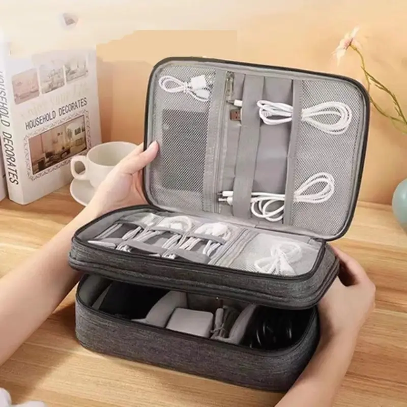 Travel Pouch Organizer Digital Tas Penyimpanan Gadget Kabel Charger USB Serbaguna/Travel Bag Digital Organizer 3 Layer Resleting Water Resistant 1